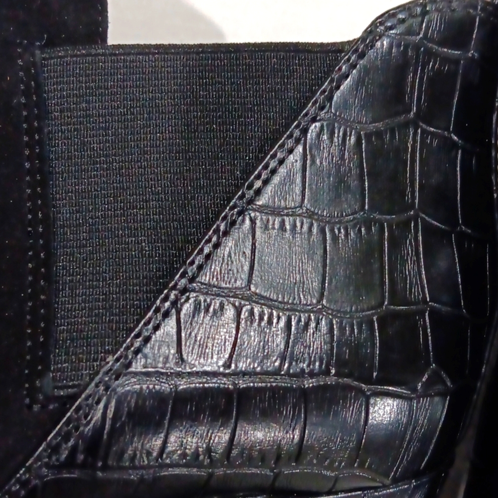 MARC FISHER. BLACK, MIXED MEDIA, "SAYLA" PEEP TOE BOOTIE. Size 9M. - Picture 7 of 11
